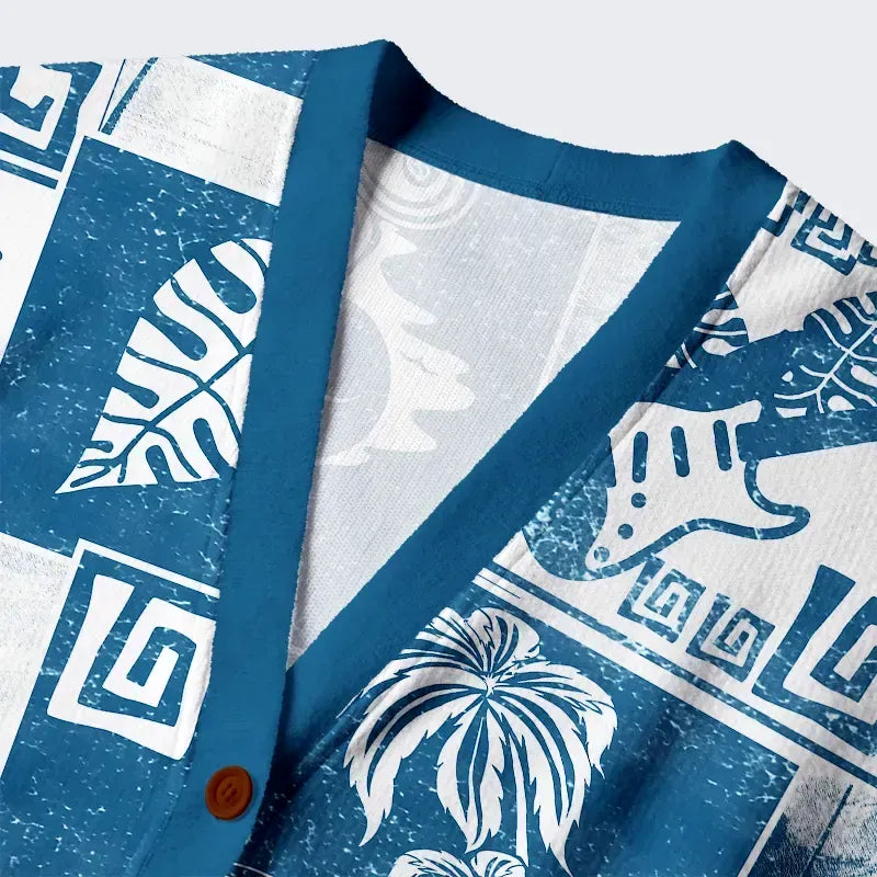 Tropical Island Collage Cardigan for Vacation