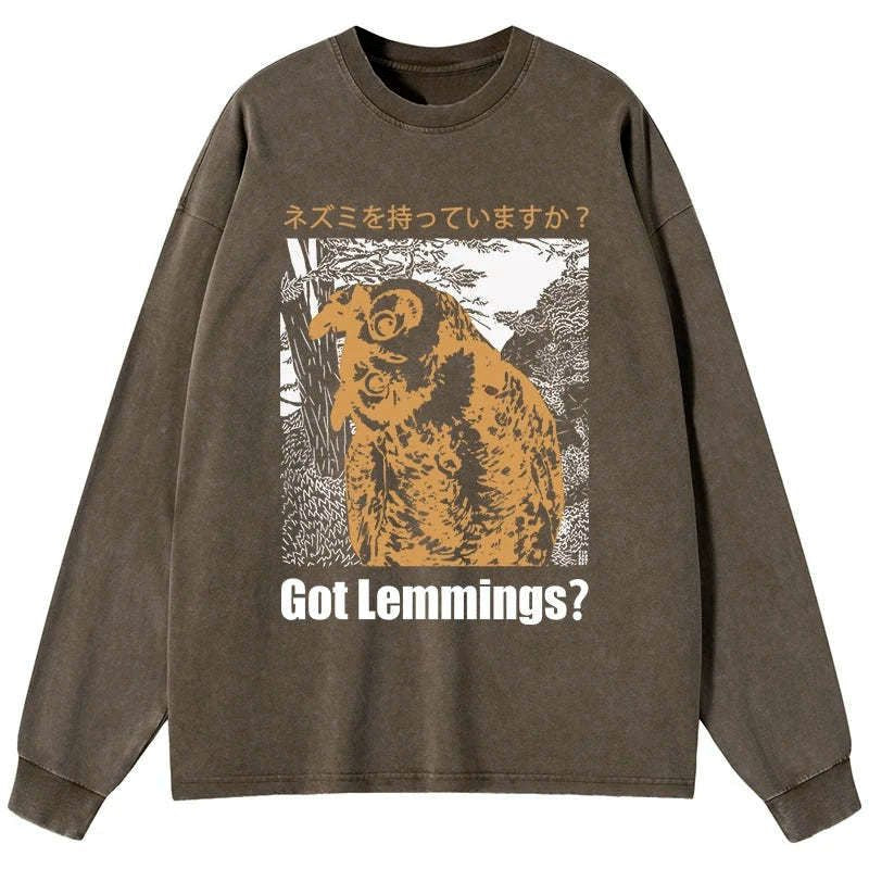 Kyoto-Lion Do You Have Lemmings Japanese Washed Long Sleeve T-Shirt
