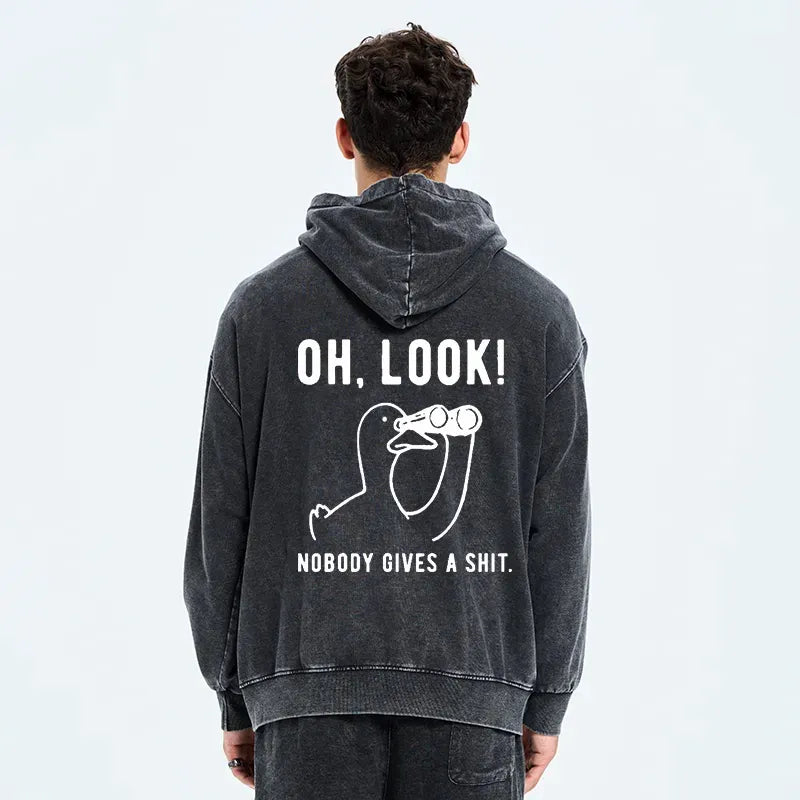 unisex vintage zip hoodie with duck print