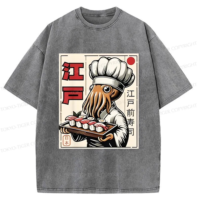Japanese octopus chef sushi t-shirt