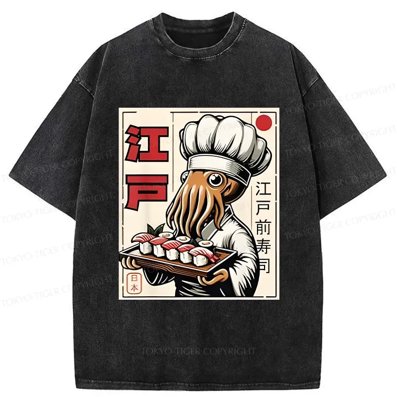 Japanese octopus chef sushi t-shirt