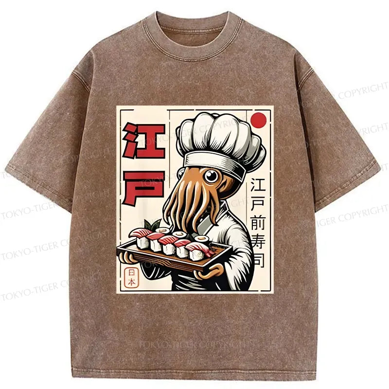 Japanese octopus chef sushi t-shirt