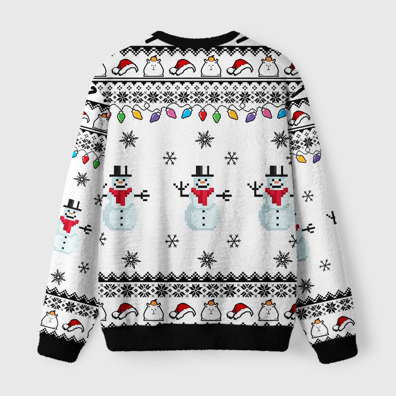 Kyoto-Lion Capybara Smoking Fuzzy Christmas Ugly Sweatshirt