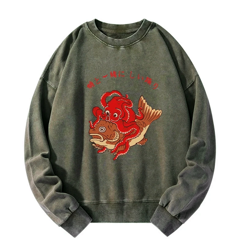 Japanese Octopus Koi Washed Sweatshirt