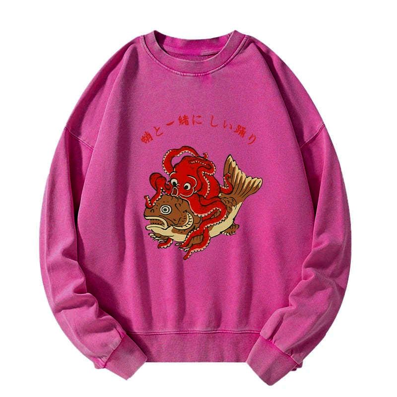 Japanese Octopus Koi Washed Sweatshirt