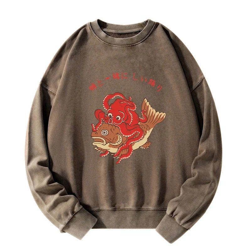 Japanese Octopus Koi Washed Sweatshirt