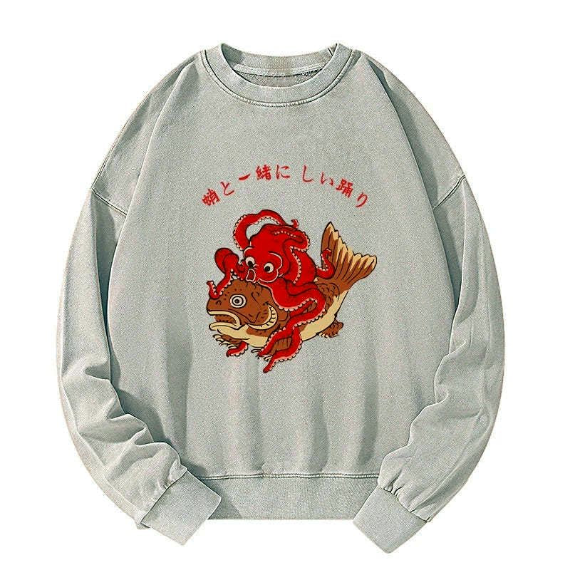 Japanese Octopus Koi Washed Sweatshirt
