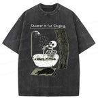 Kyoto-Lion Singing Skeleton Washed T-Shirt