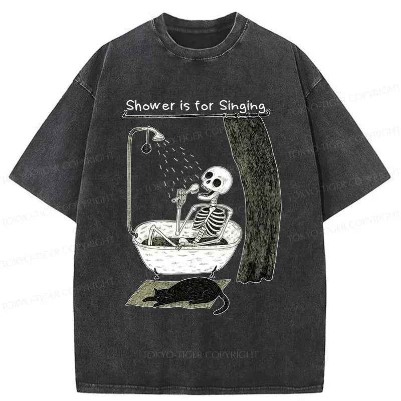 Kyoto-Lion Singing Skeleton Washed T-Shirt