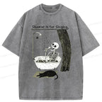 Kyoto-Lion Singing Skeleton Washed T-Shirt