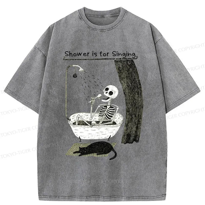 Kyoto-Lion Singing Skeleton Washed T-Shirt