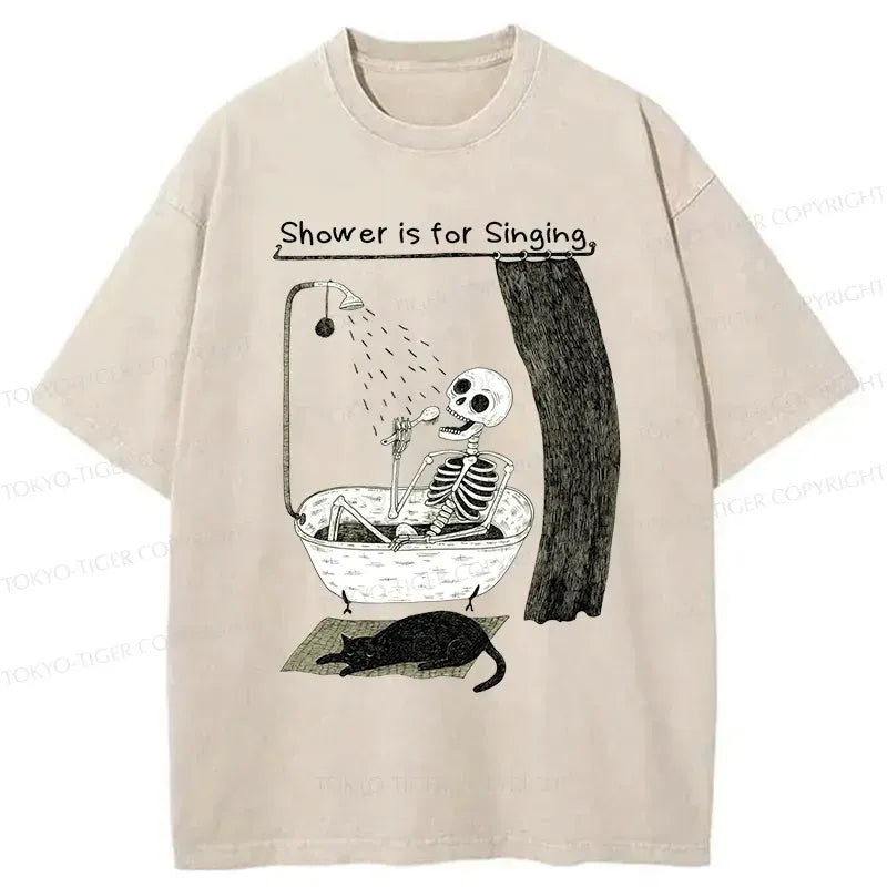 Kyoto-Lion Singing Skeleton Washed T-Shirt