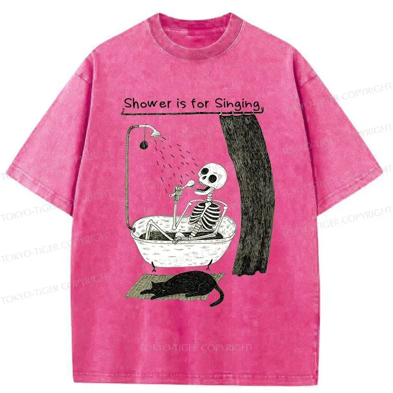 Kyoto-Lion Singing Skeleton Washed T-Shirt