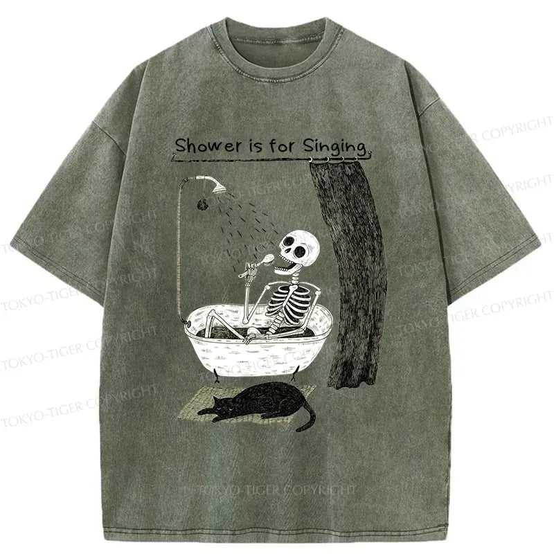 Kyoto-Lion Singing Skeleton Washed T-Shirt