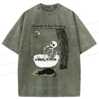Kyoto-Lion Singing Skeleton Washed T-Shirt