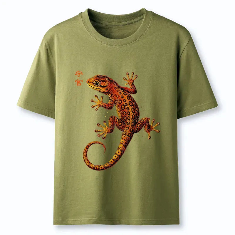Retro Gecko T-Shirt for Daily Wear