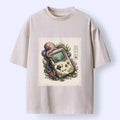 Kyoto-Lion Ocean Octopus Old Handheld Game Print Washed T-Shirt