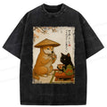 Washed Japanese T-Shirt with Shiba Inu