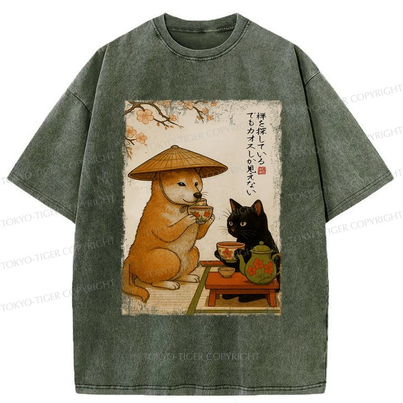 Black Cat and Shiba Inu T-Shirt Gift Idea