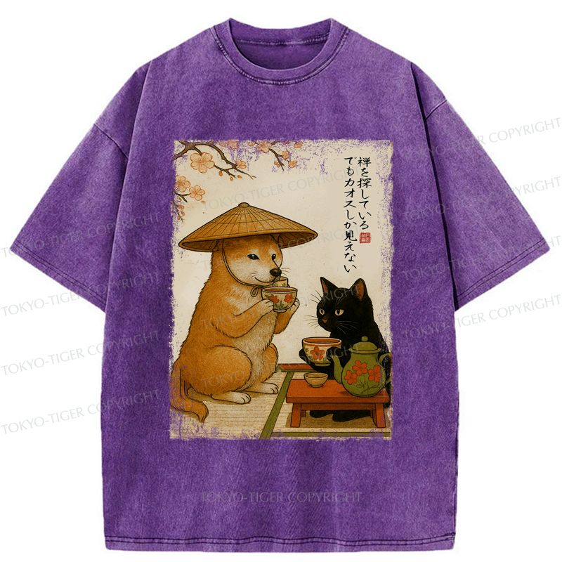 Washed Japanese T-Shirt with Shiba Inu