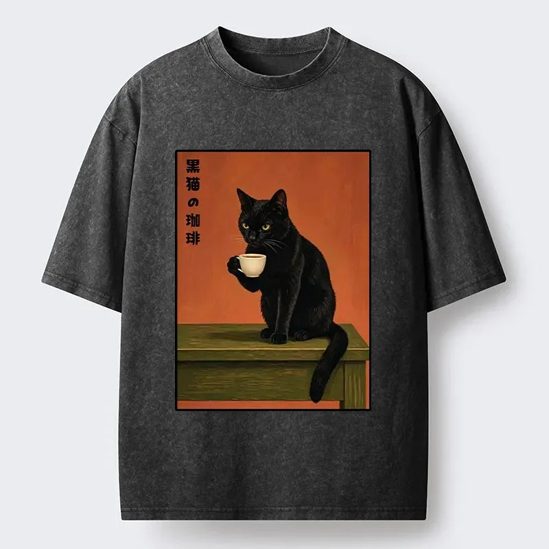 Japanese vintage cat tee for daily wear