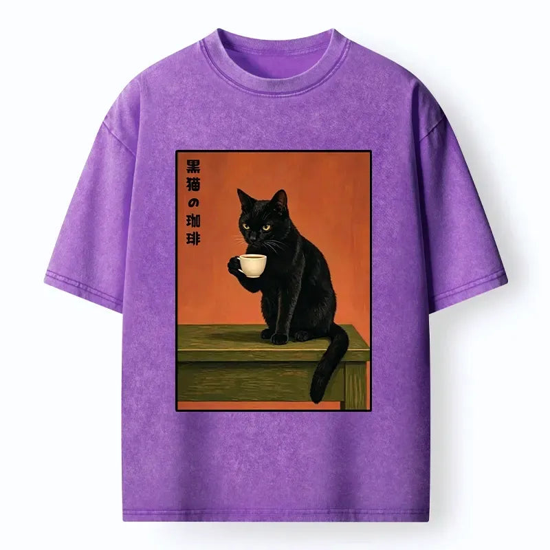 Japanese vintage cat tee for daily wear