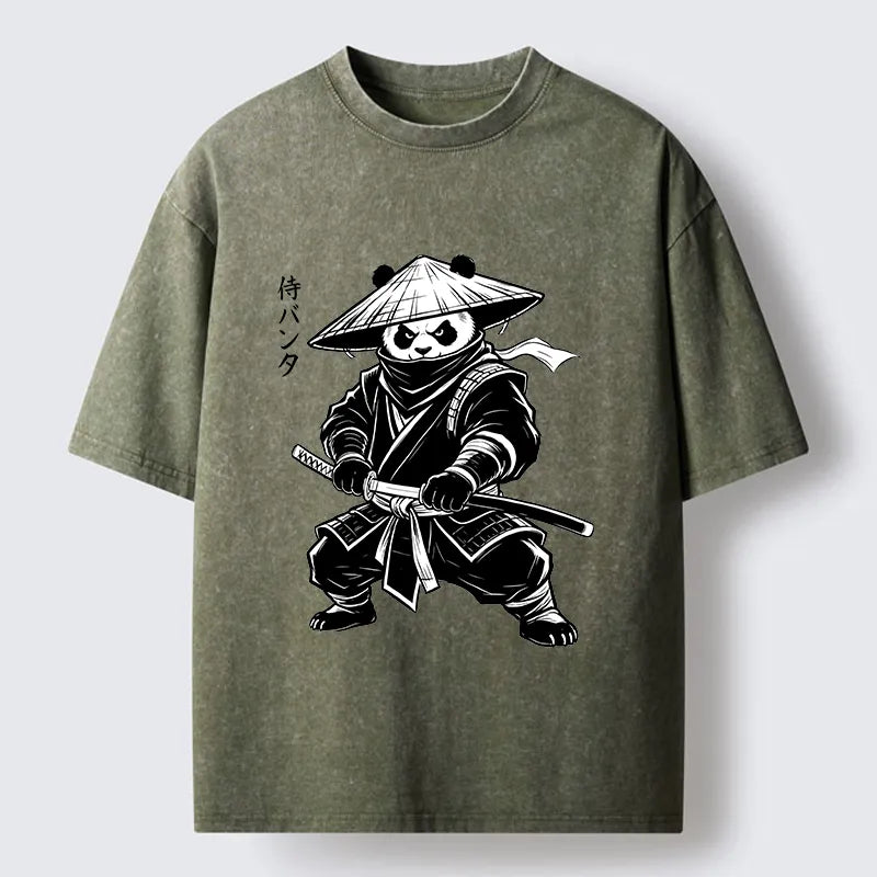 Kyoto-Lion Samurai Panda Washed T-Shirt