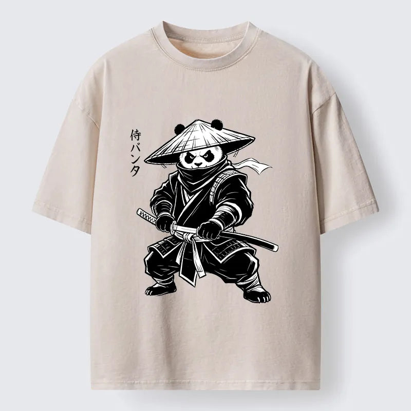 Kyoto-Lion Samurai Panda Washed T-Shirt
