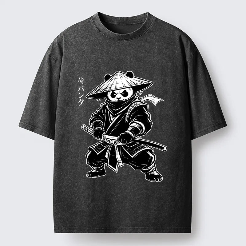 Kyoto-Lion Samurai Panda Washed T-Shirt