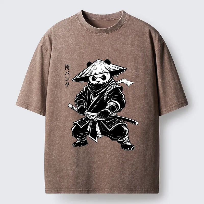 Kyoto-Lion Samurai Panda Washed T-Shirt