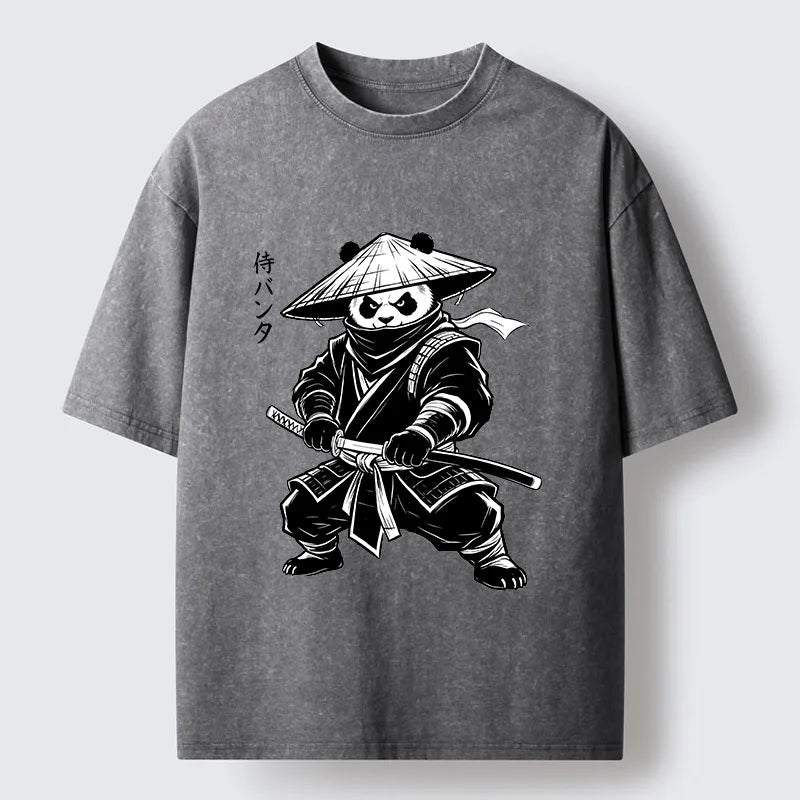 Kyoto-Lion Samurai Panda Washed T-Shirt