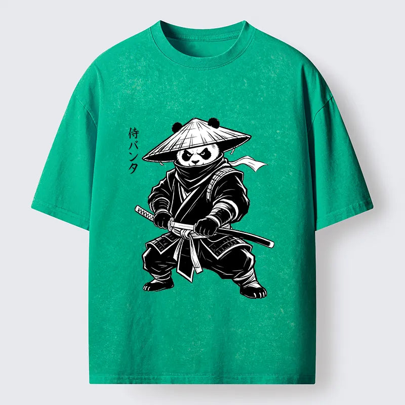 Kyoto-Lion Samurai Panda Washed T-Shirt