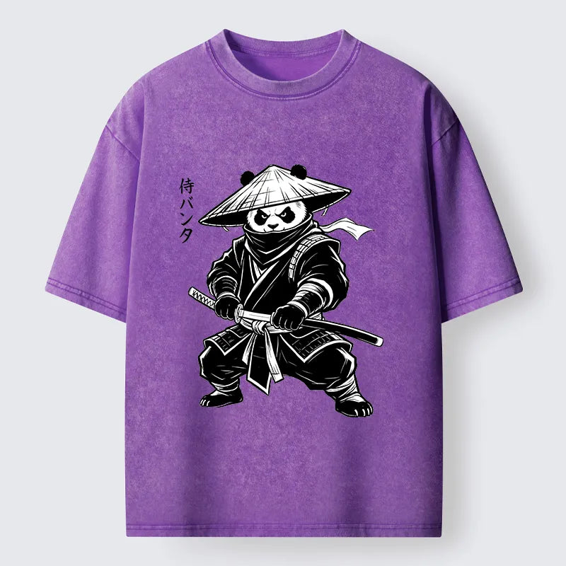 Kyoto-Lion Samurai Panda Washed T-Shirt