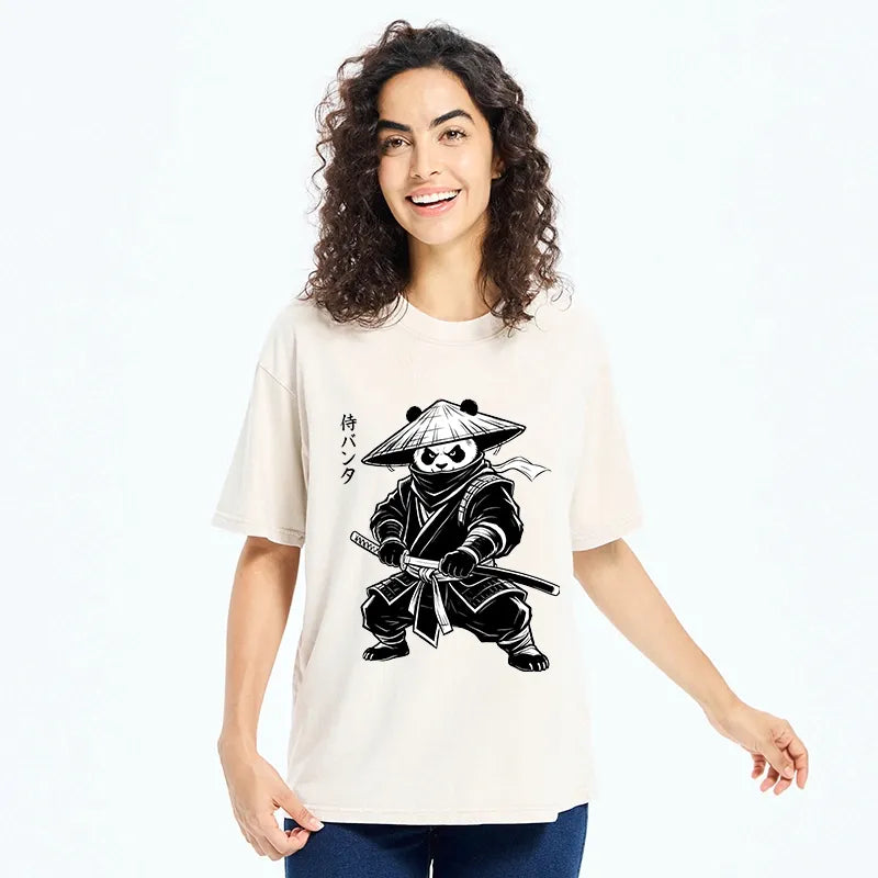 Kyoto-Lion Samurai Panda Washed T-Shirt