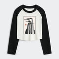 Japanese Crane Women's Crop Raglan T-Shirt