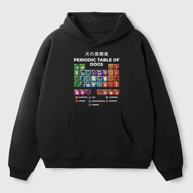 Kyoto-Lion Periodic Table Of Dogs Adult Fleece Hoodie