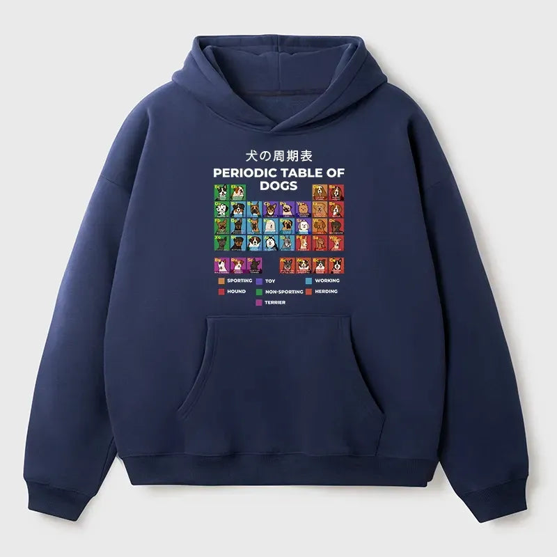 Kyoto-Lion Periodic Table Of Dogs Adult Fleece Hoodie