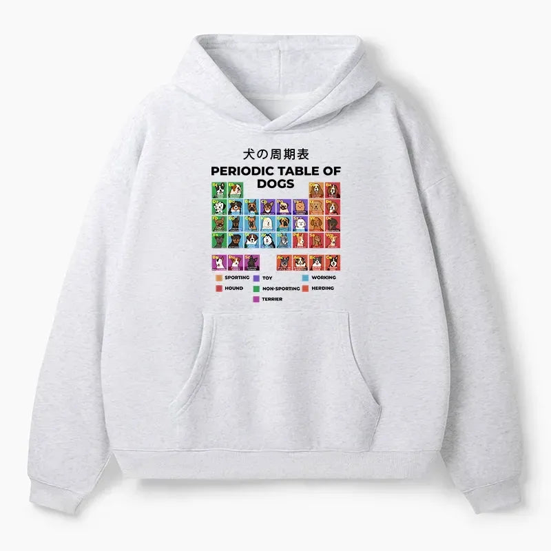 Periodic Table of Dogs Hoodie for Streetwear