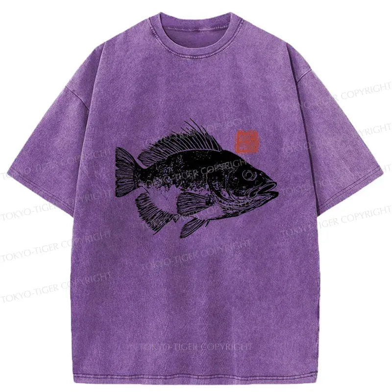 Vintage Fish Rubbing T-Shirt for Gift for Him