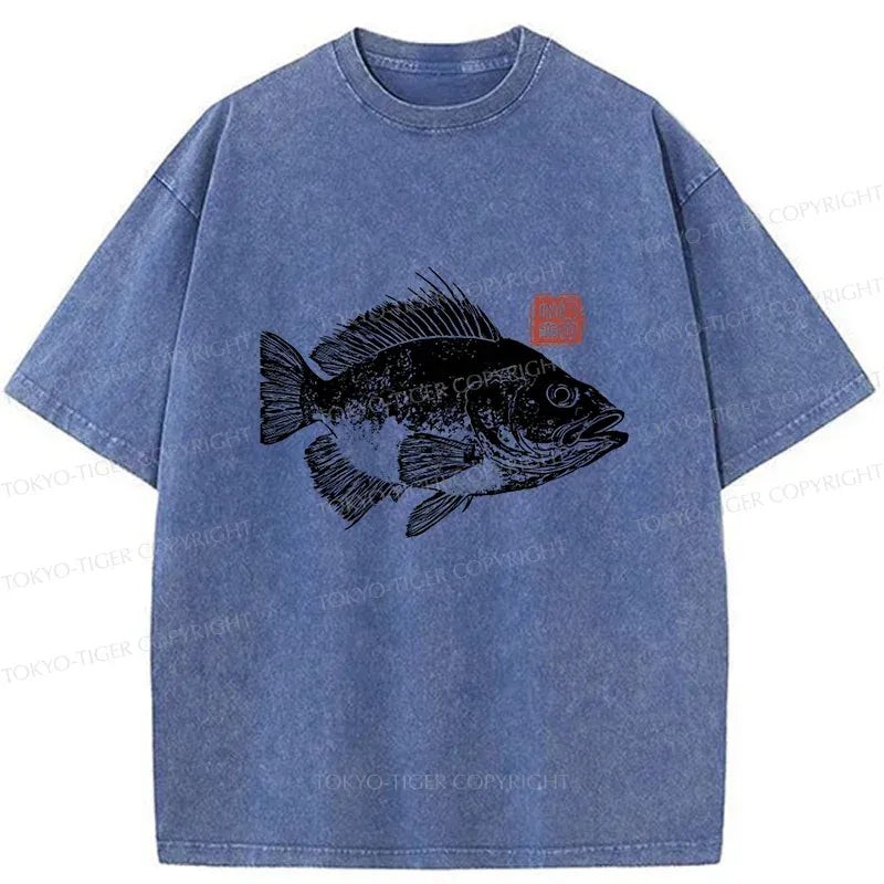 Kyoto-Lion Fish Rubbing Washed T-Shirt