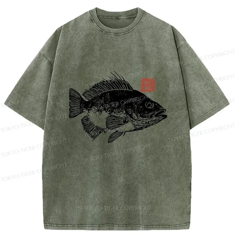 Kyoto-Lion Fish Rubbing Washed T-Shirt