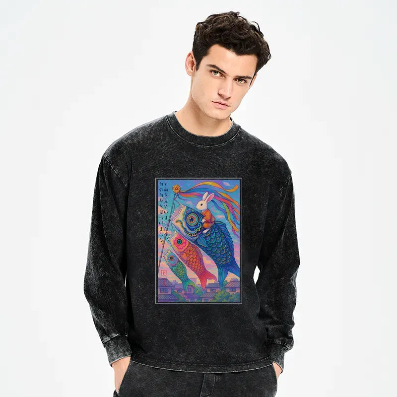 Japanese Ukiyoe Rabbit Long Sleeve T-Shirt