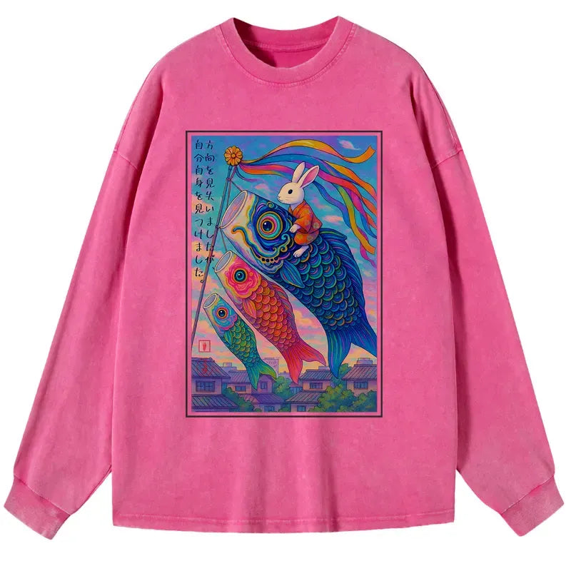 Japanese Ukiyoe Rabbit Long Sleeve T-Shirt