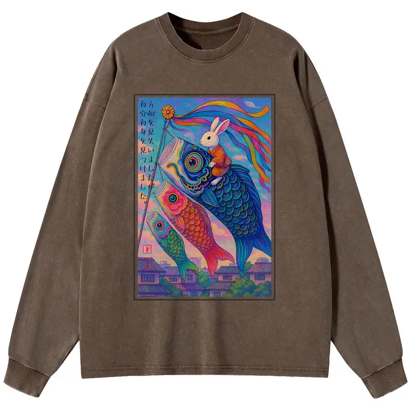 Japanese Ukiyoe Rabbit Long Sleeve T-Shirt