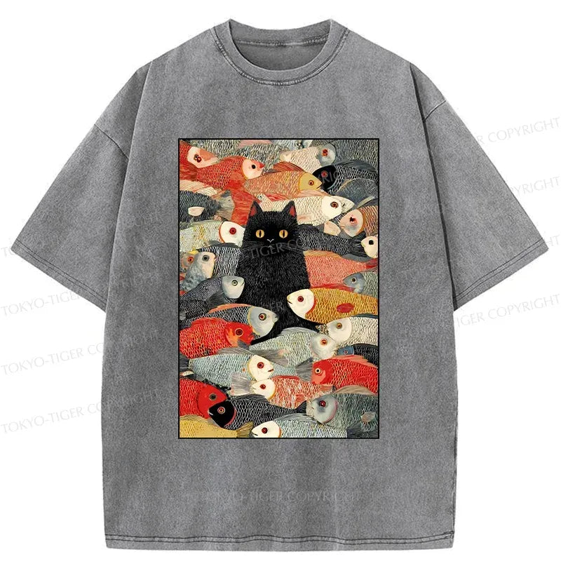 Vintage Japanese cat tee for summer