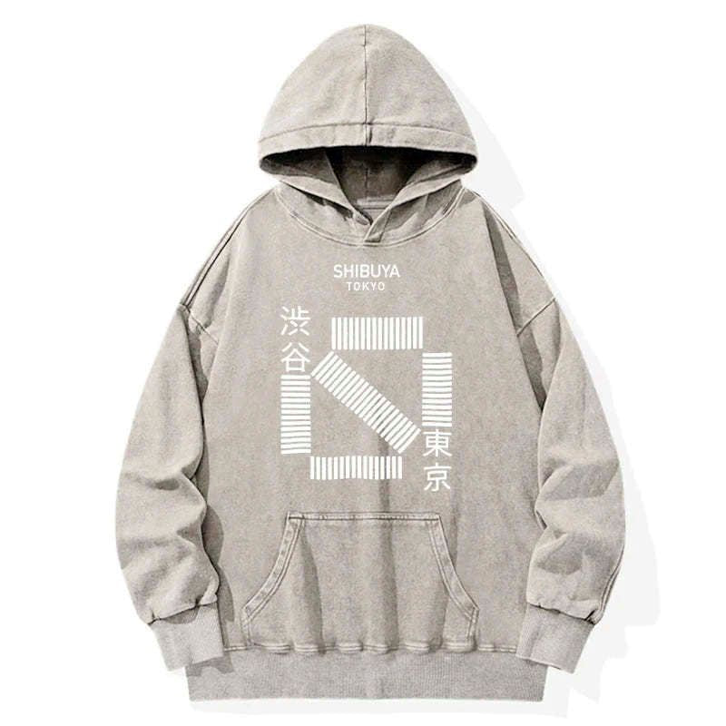 Japanese streetwear washed hoodie