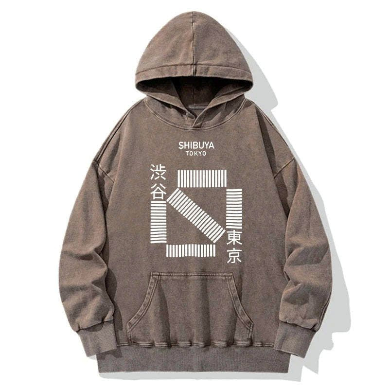 Japanese streetwear washed hoodie