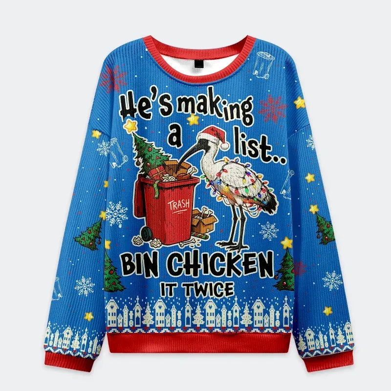Kyoto-Lion Bin Chicken It Twice Christmas Ugly Sweatshirt