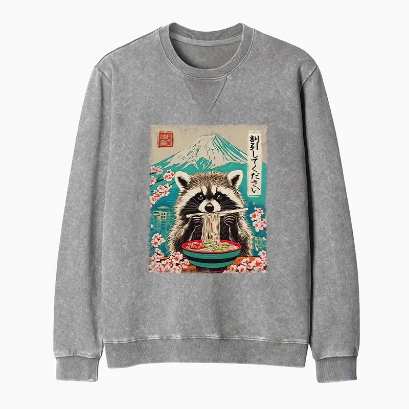 Japanese raccoon sweatshirt with discount deal