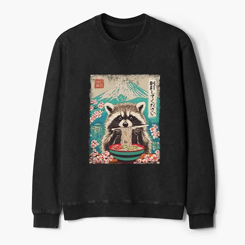 Japanese raccoon sweatshirt with discount deal